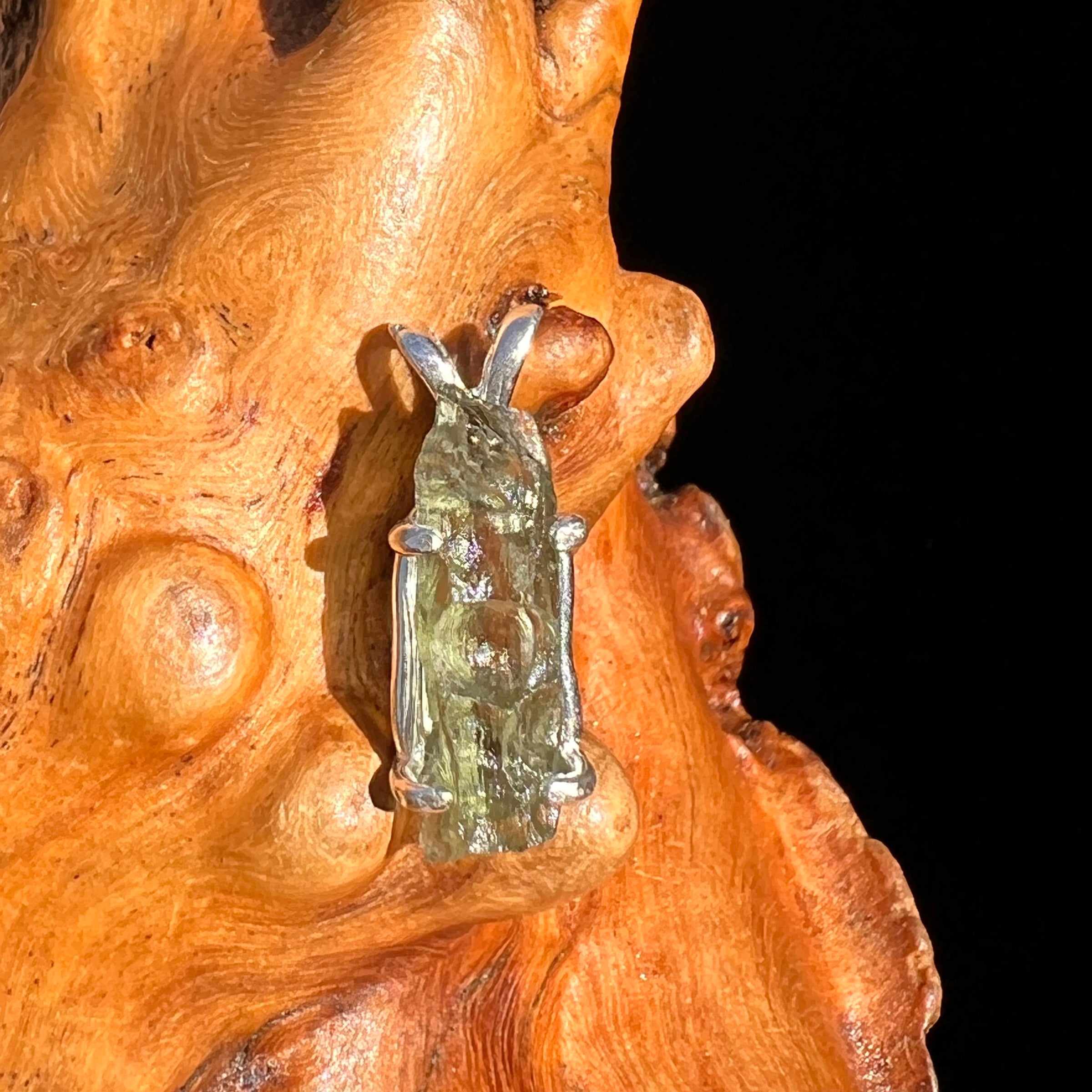 Raw Moldavite Pendant Sterling Silver #7466-Moldavite Life