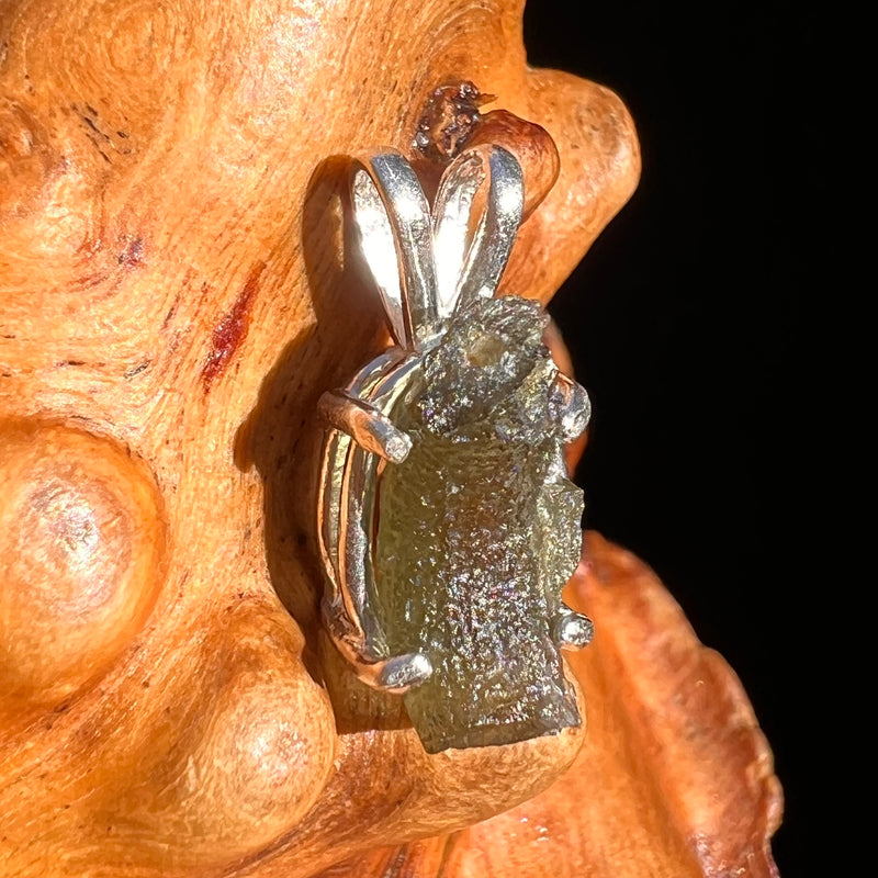 Raw Moldavite Pendant Sterling Silver #7467-Moldavite Life