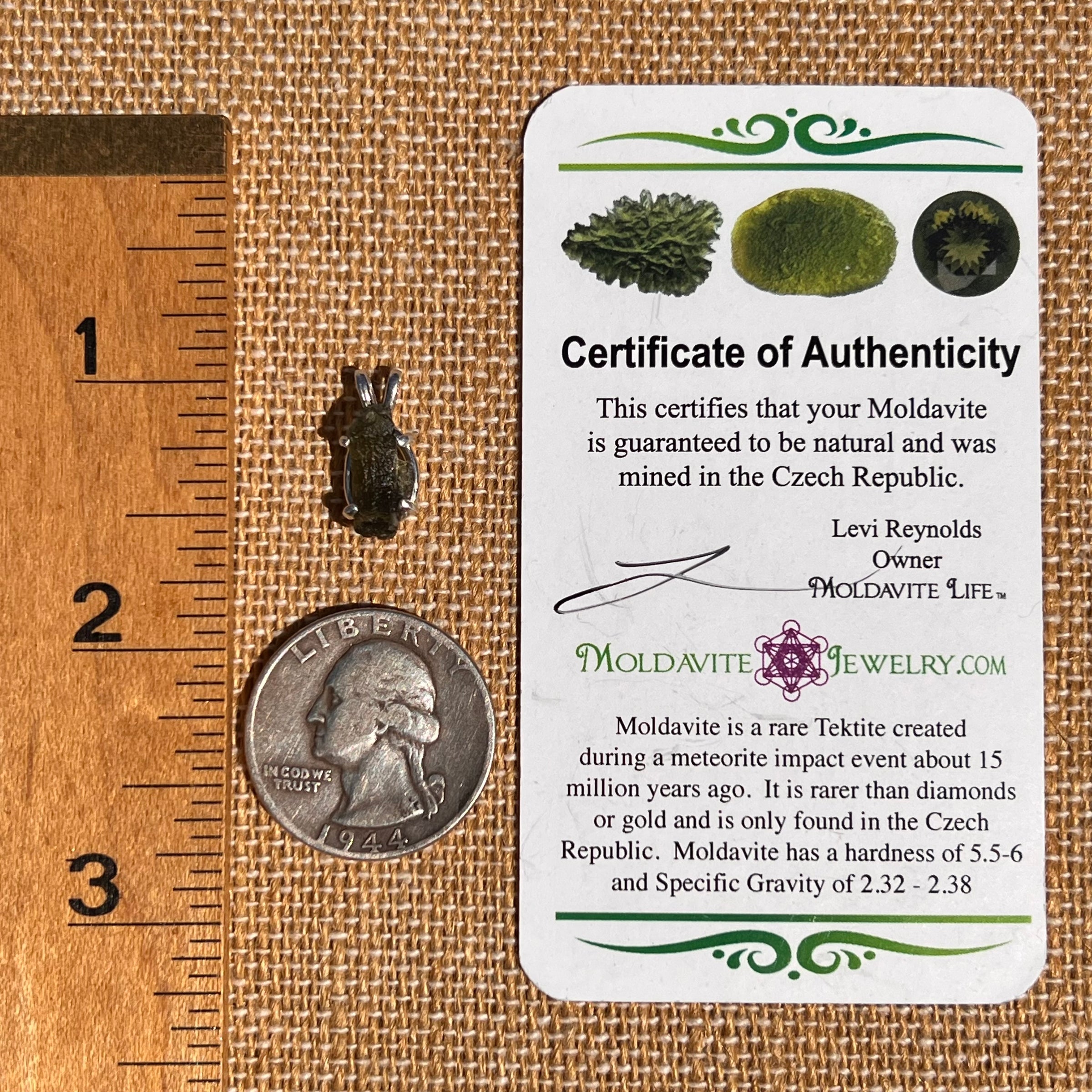 Raw Moldavite Pendant Sterling Silver #7467-Moldavite Life