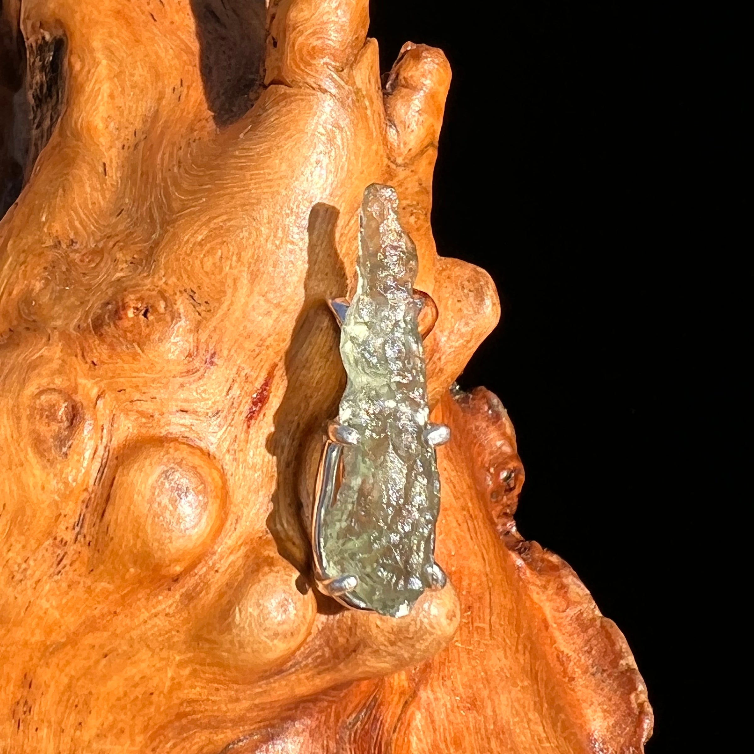 Raw Moldavite Pendant Sterling Silver #7468-Moldavite Life