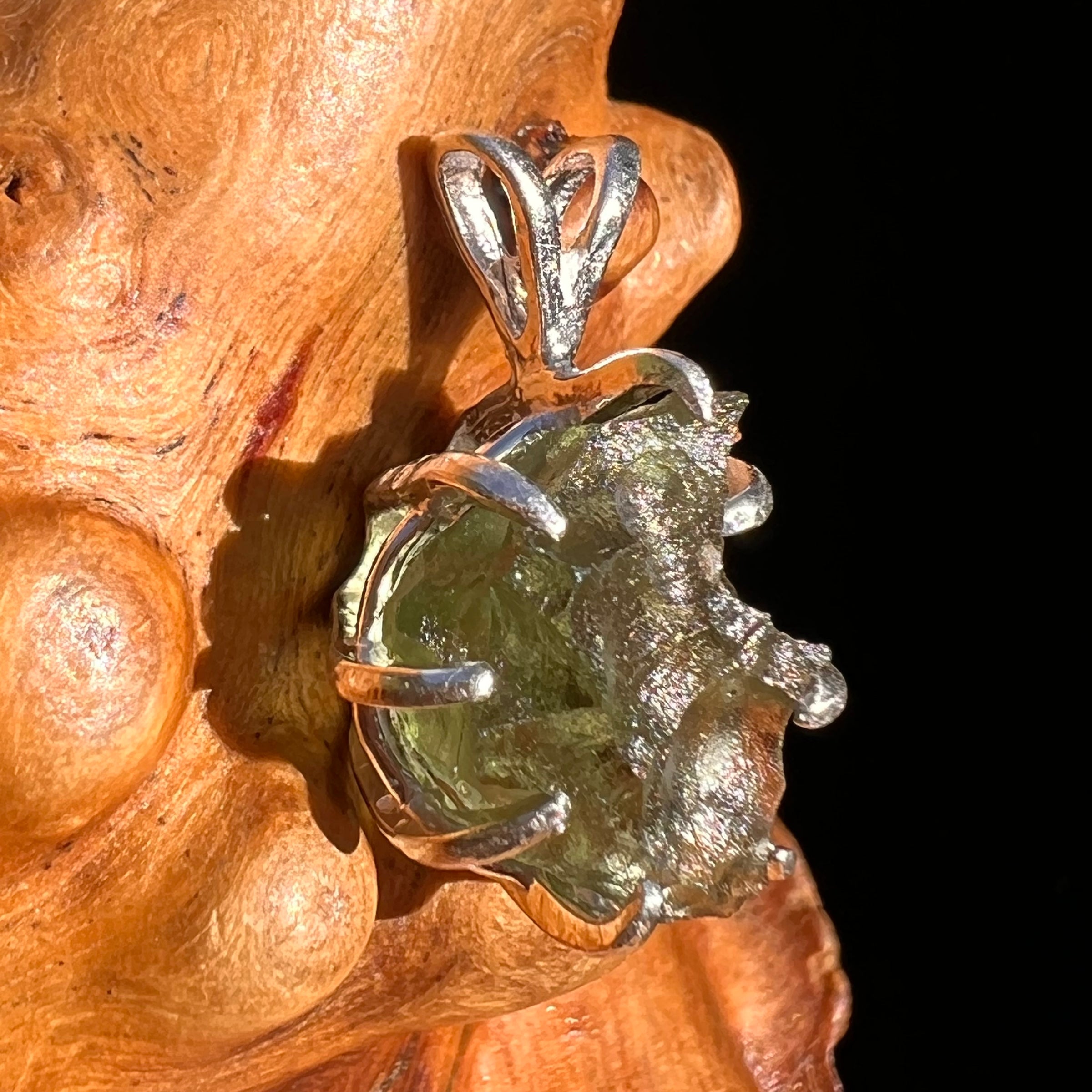 Raw Moldavite Pendant Sterling Silver #7469-Moldavite Life