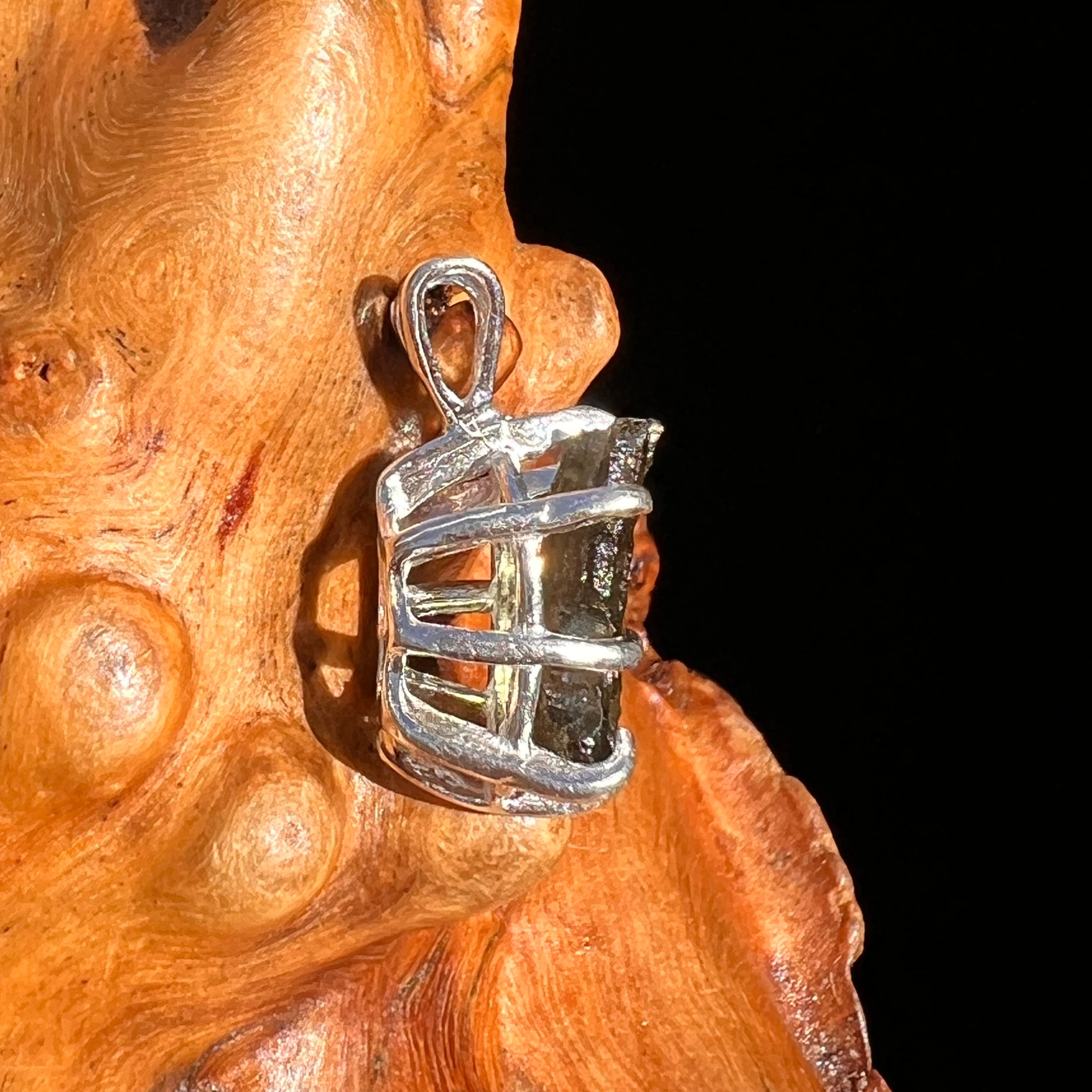 Raw Moldavite Pendant Sterling Silver #7470-Moldavite Life