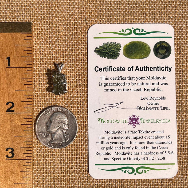 Raw Moldavite Pendant Sterling Silver #7470-Moldavite Life
