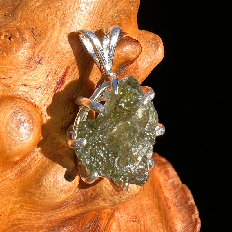 Raw Moldavite Pendant Sterling Silver #7471-Moldavite Life