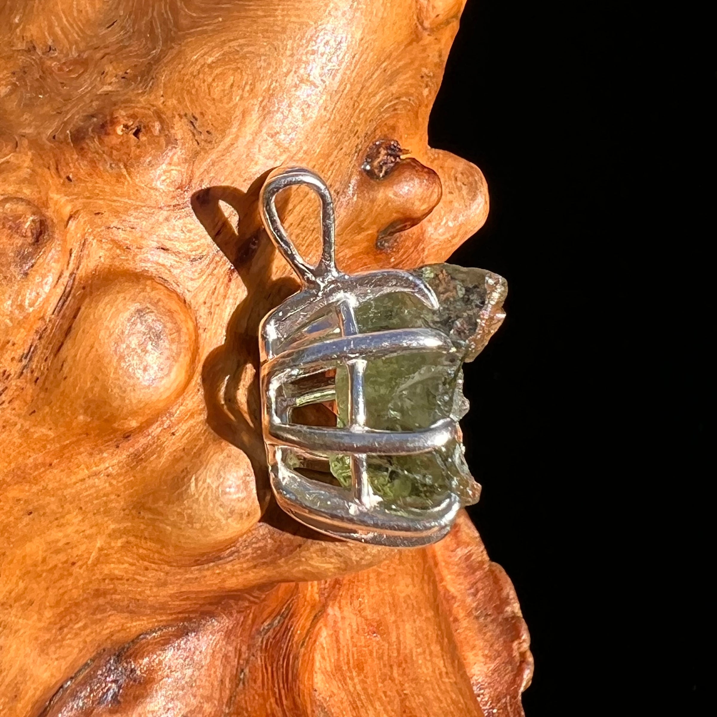 Raw Moldavite Pendant Sterling Silver #7471-Moldavite Life