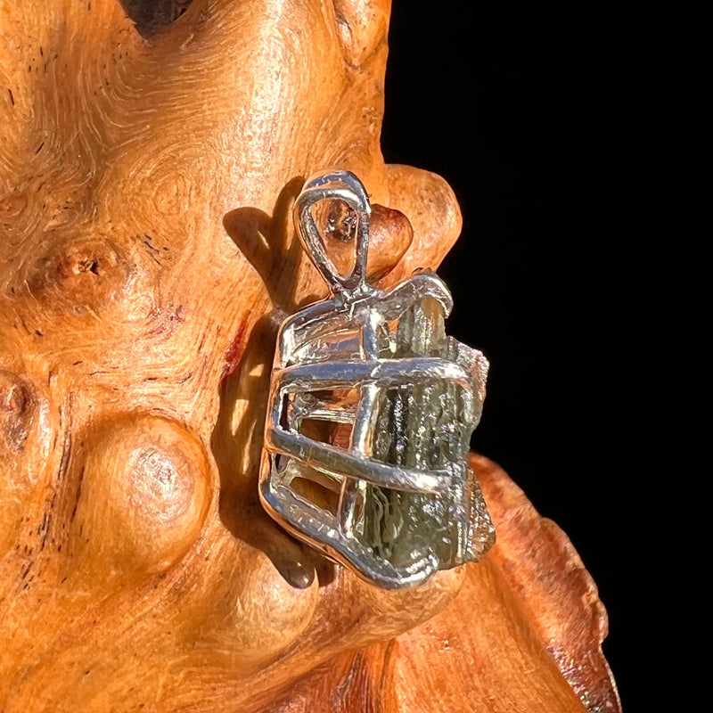 Raw Moldavite Pendant Sterling Silver #7472-Moldavite Life