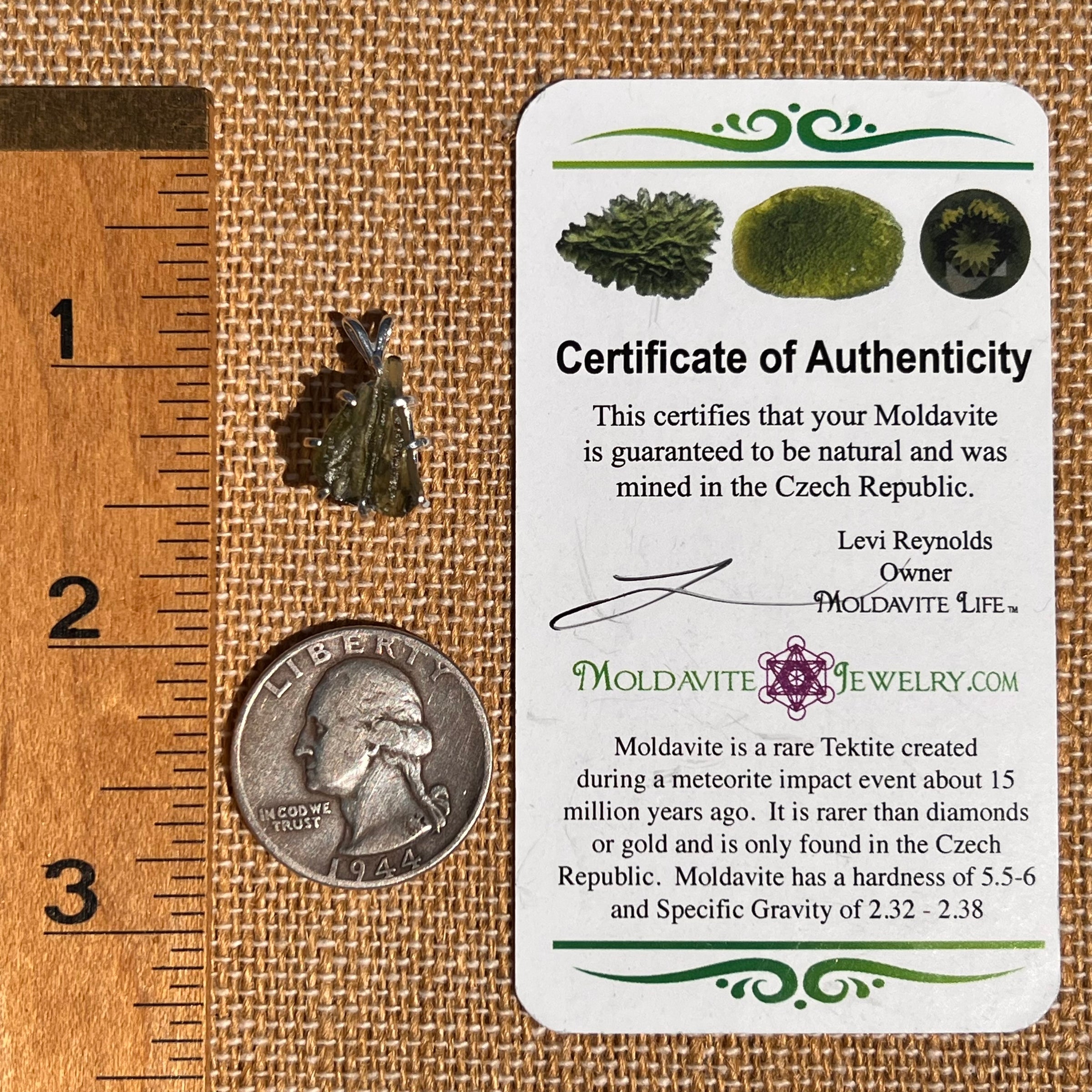 Raw Moldavite Pendant Sterling Silver #7472-Moldavite Life