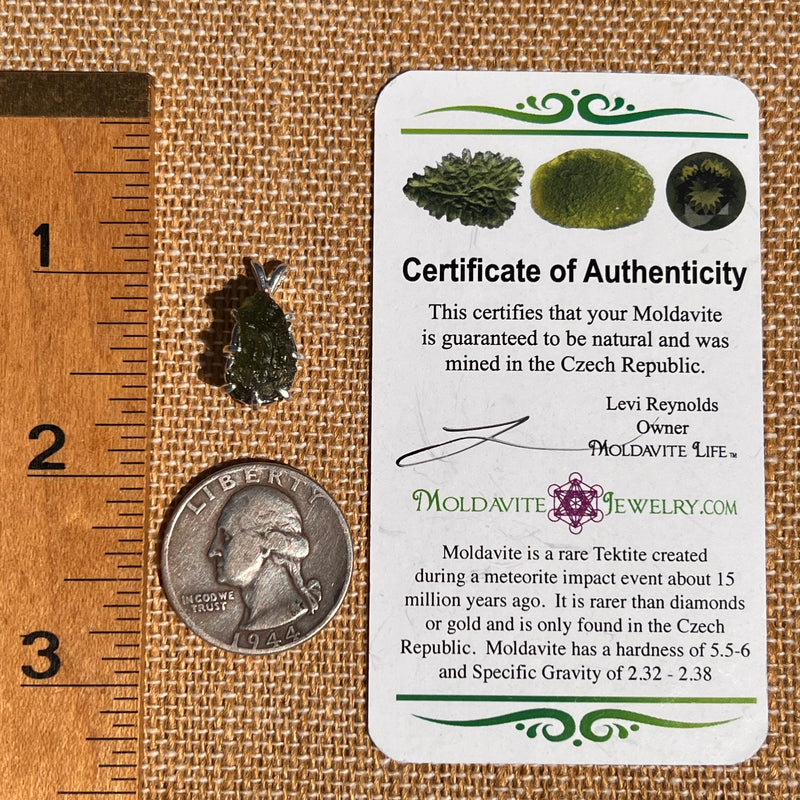 Raw Moldavite Pendant Sterling Silver #7473-Moldavite Life