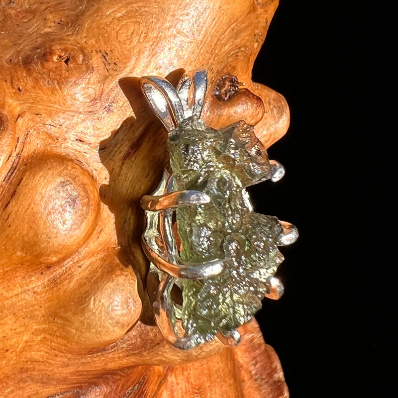Raw Moldavite Pendant Sterling Silver #7474-Moldavite Life