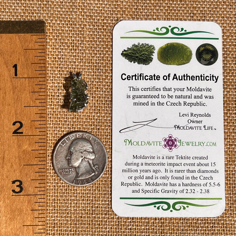 Raw Moldavite Pendant Sterling Silver #7474-Moldavite Life