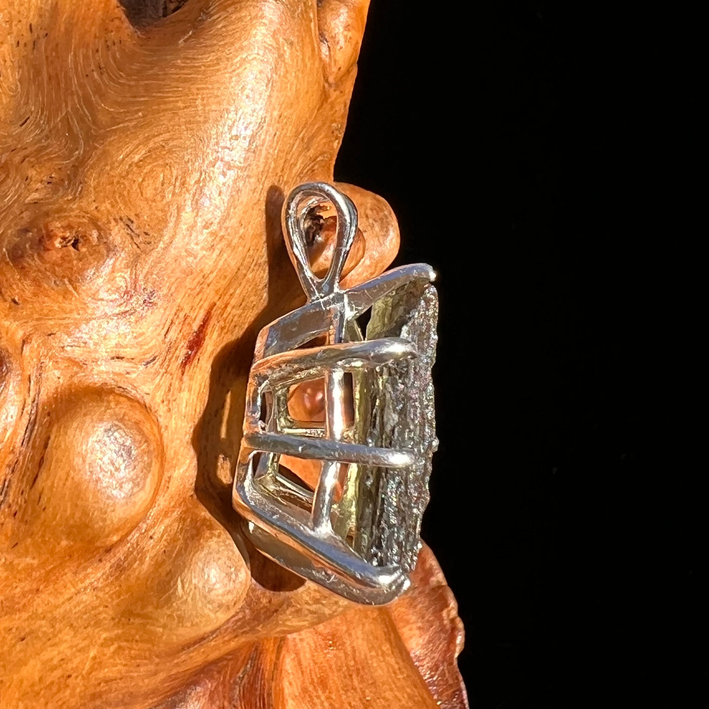 Raw Moldavite Pendant Sterling Silver #7475-Moldavite Life