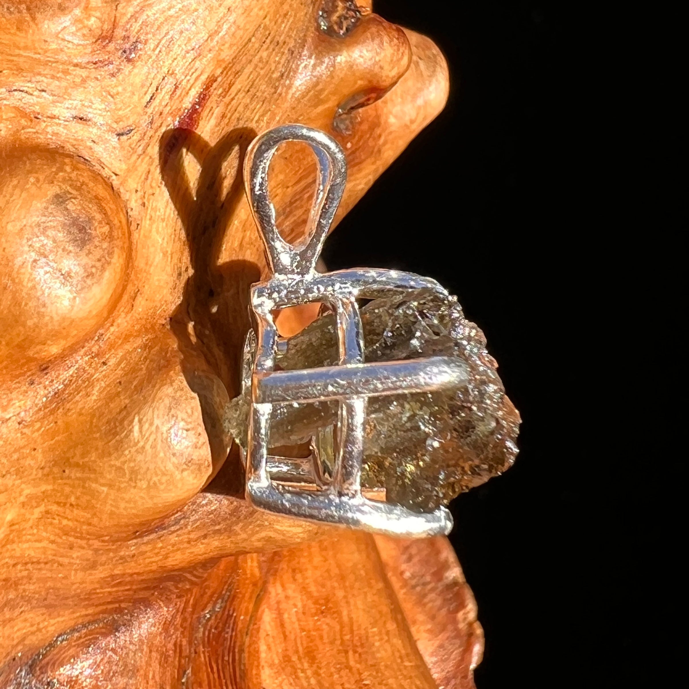 Raw Moldavite Pendant Sterling Silver #7482-Moldavite Life