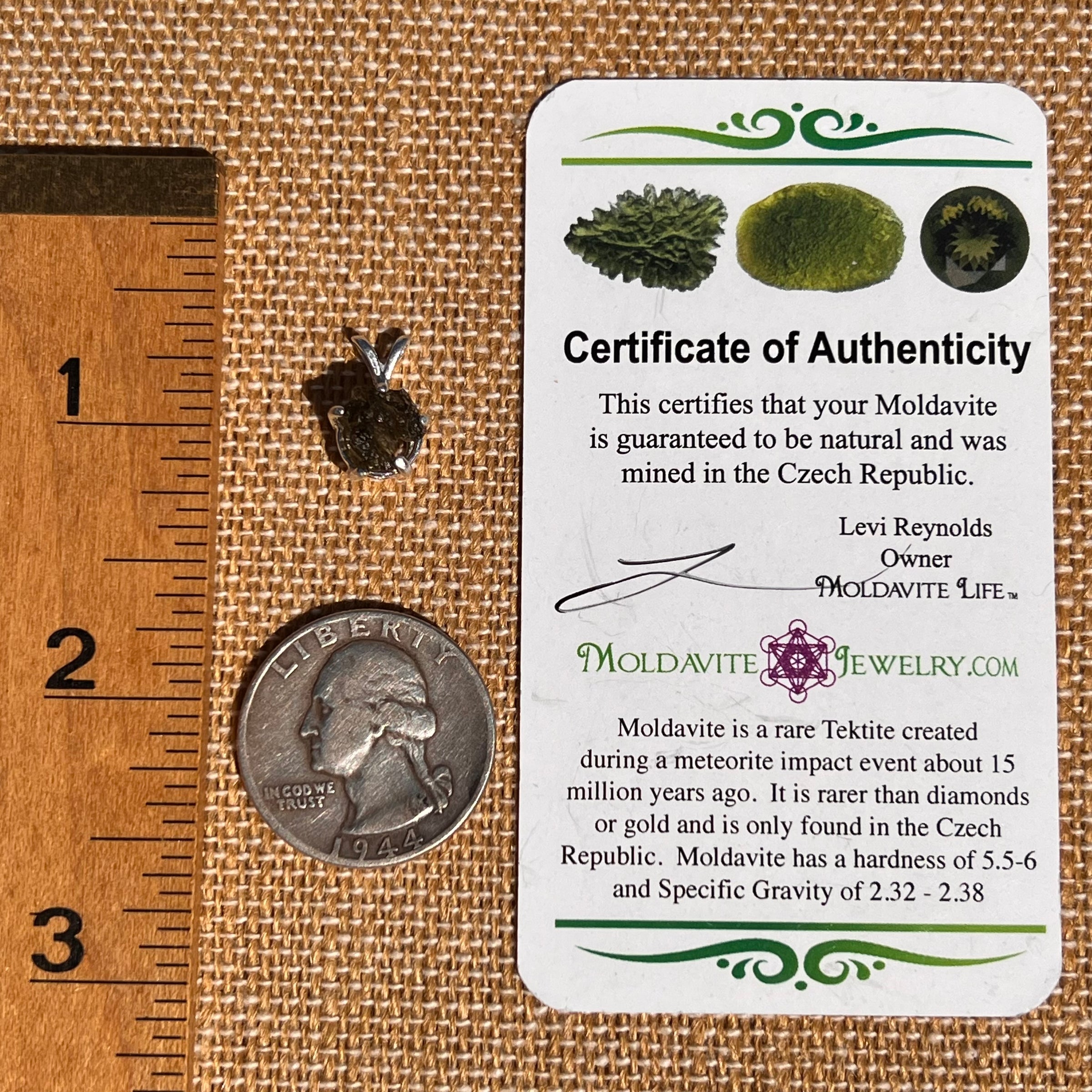 Raw Moldavite Pendant Sterling Silver #7482-Moldavite Life