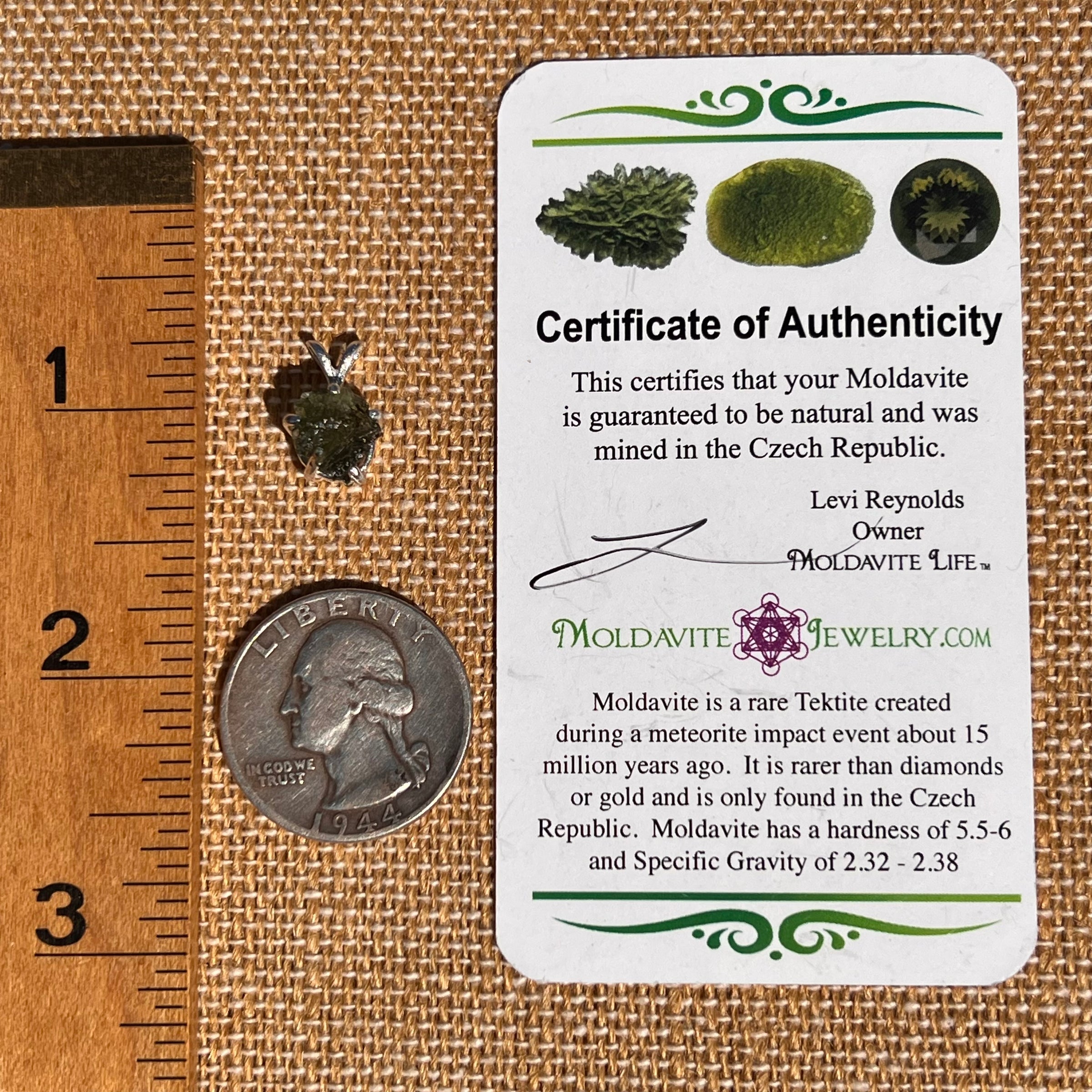 Raw Moldavite Pendant Sterling Silver #7483-Moldavite Life