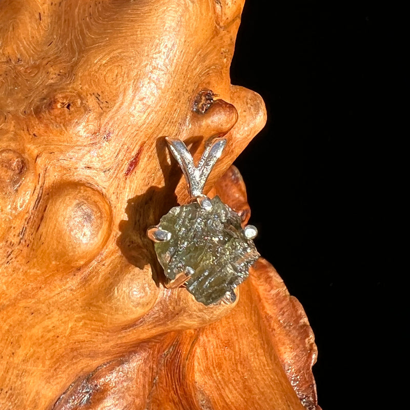 Raw Moldavite Pendant Sterling Silver #7483-Moldavite Life