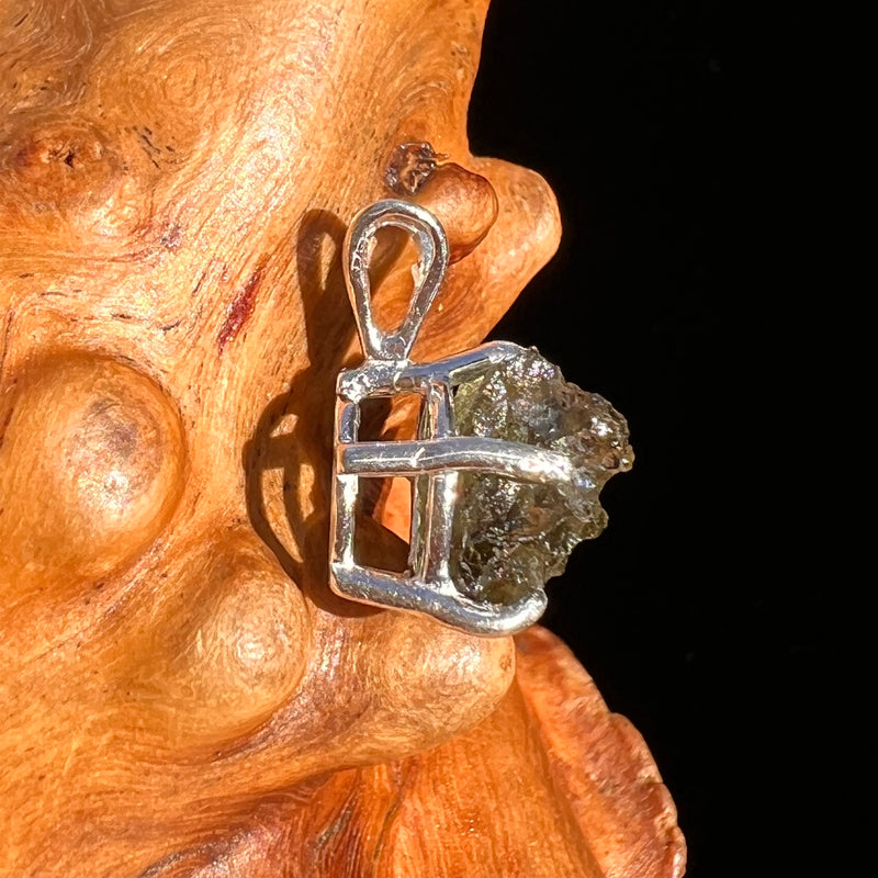 Raw Moldavite Pendant Sterling Silver #7484-Moldavite Life