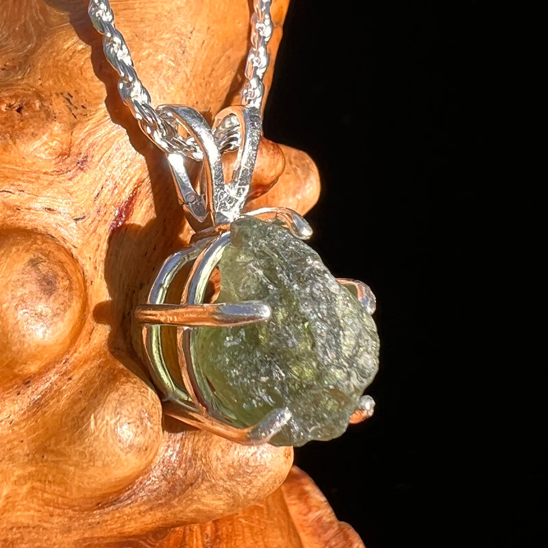 Raw Moldavite Pendant Sterling Silver #7485-Moldavite Life