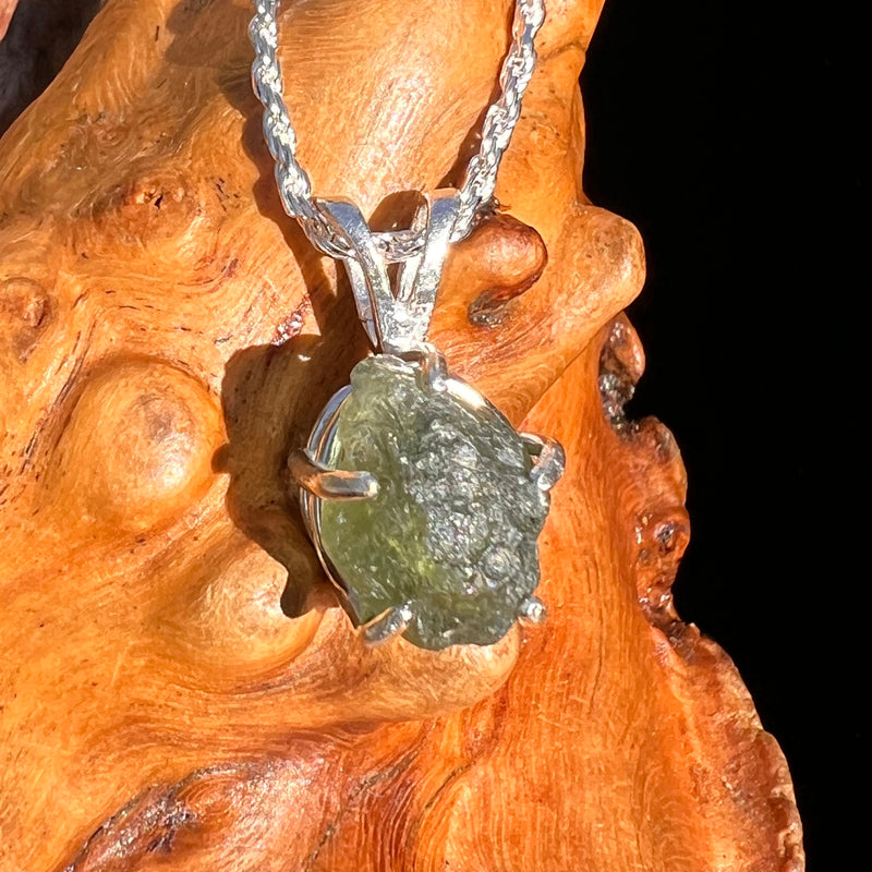 Raw Moldavite Pendant Sterling Silver #7485-Moldavite Life