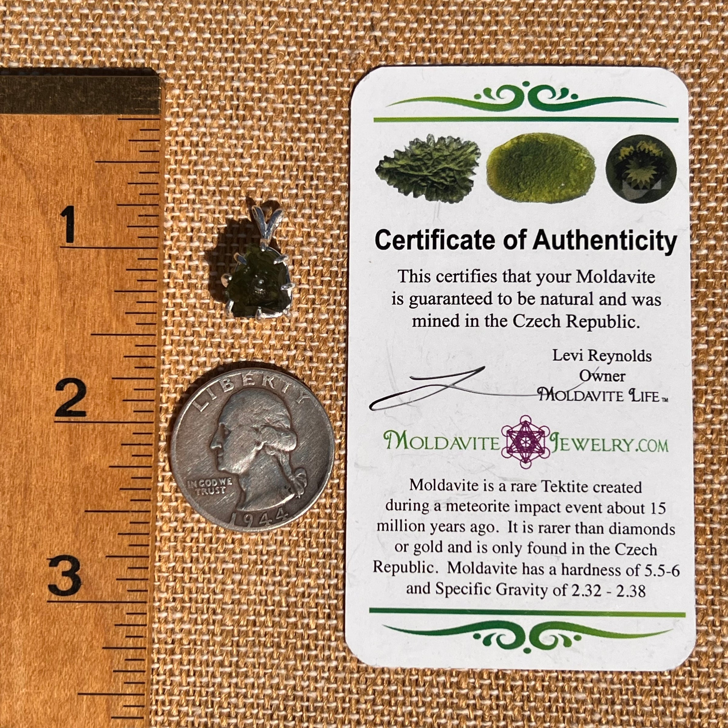 Raw Moldavite Pendant Sterling Silver #7486-Moldavite Life