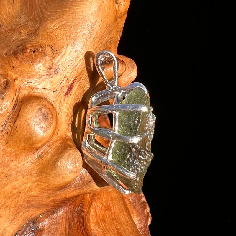 Raw Moldavite Pendant Sterling Silver #7487-Moldavite Life