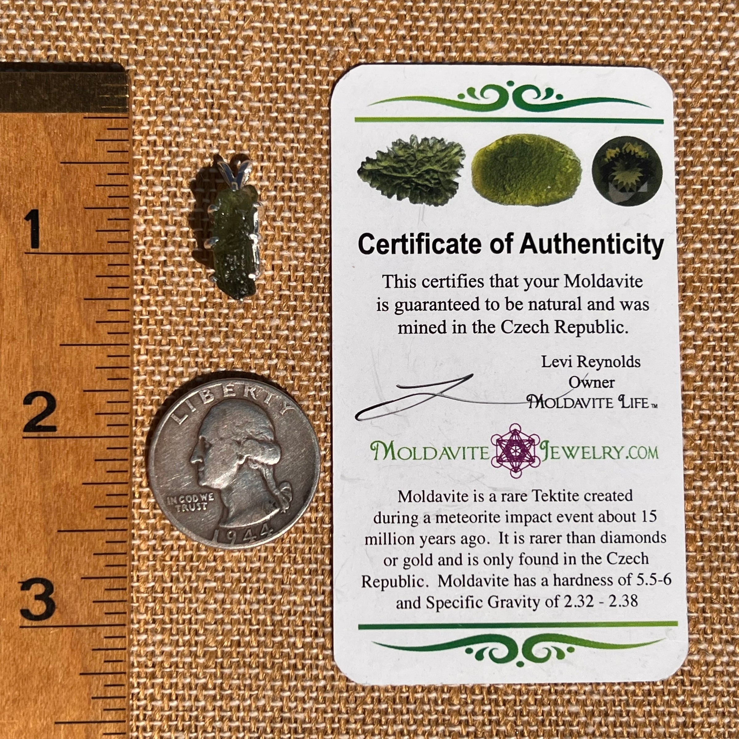 Raw Moldavite Pendant Sterling Silver #7487-Moldavite Life