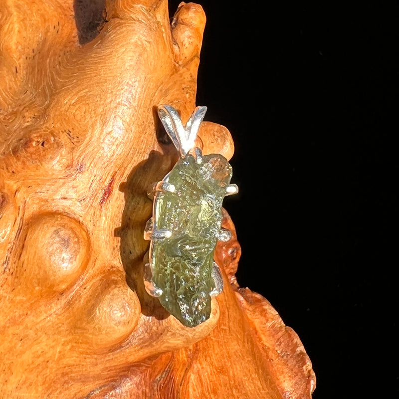 Raw Moldavite Pendant Sterling Silver #7487-Moldavite Life