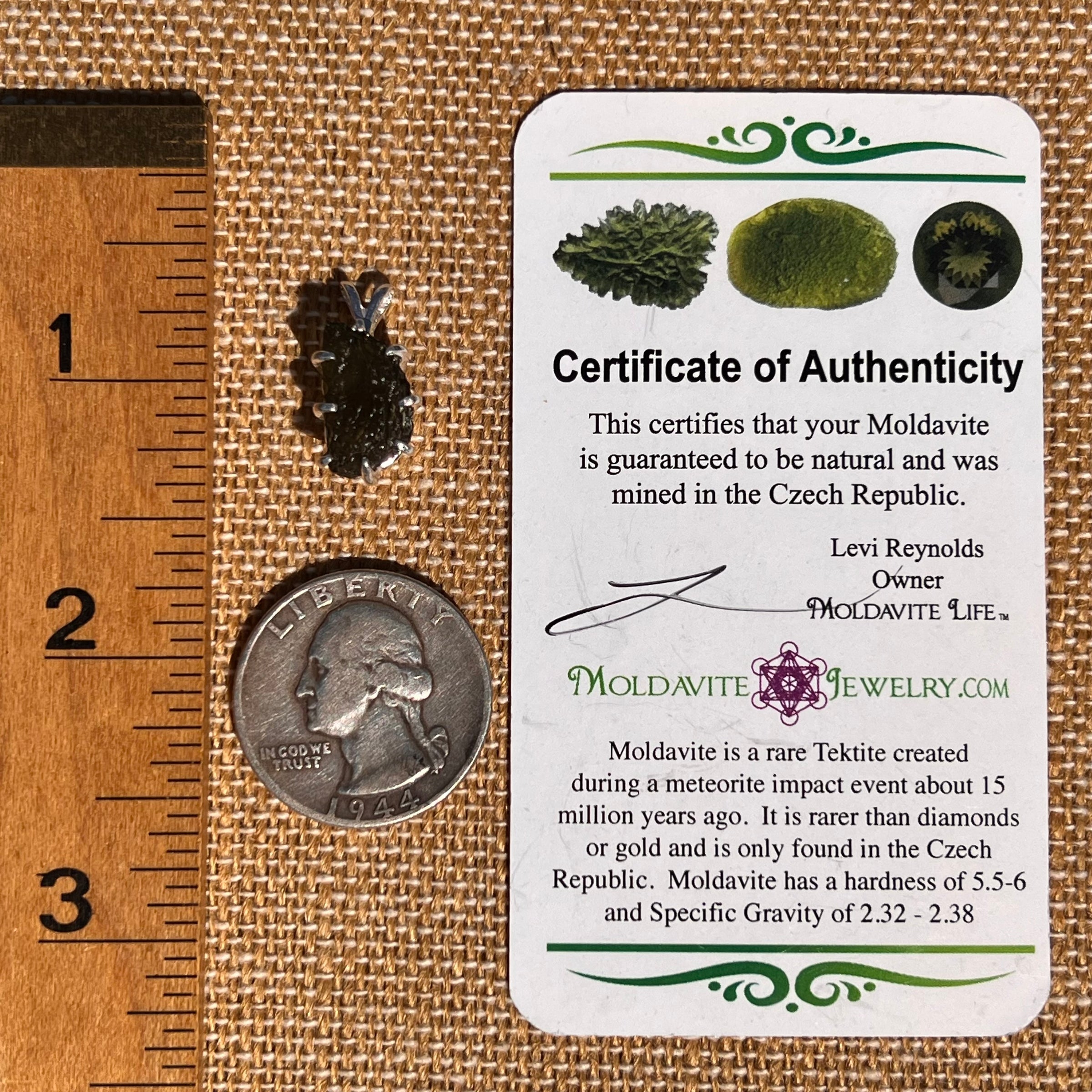 Raw Moldavite Pendant Sterling Silver #7488-Moldavite Life