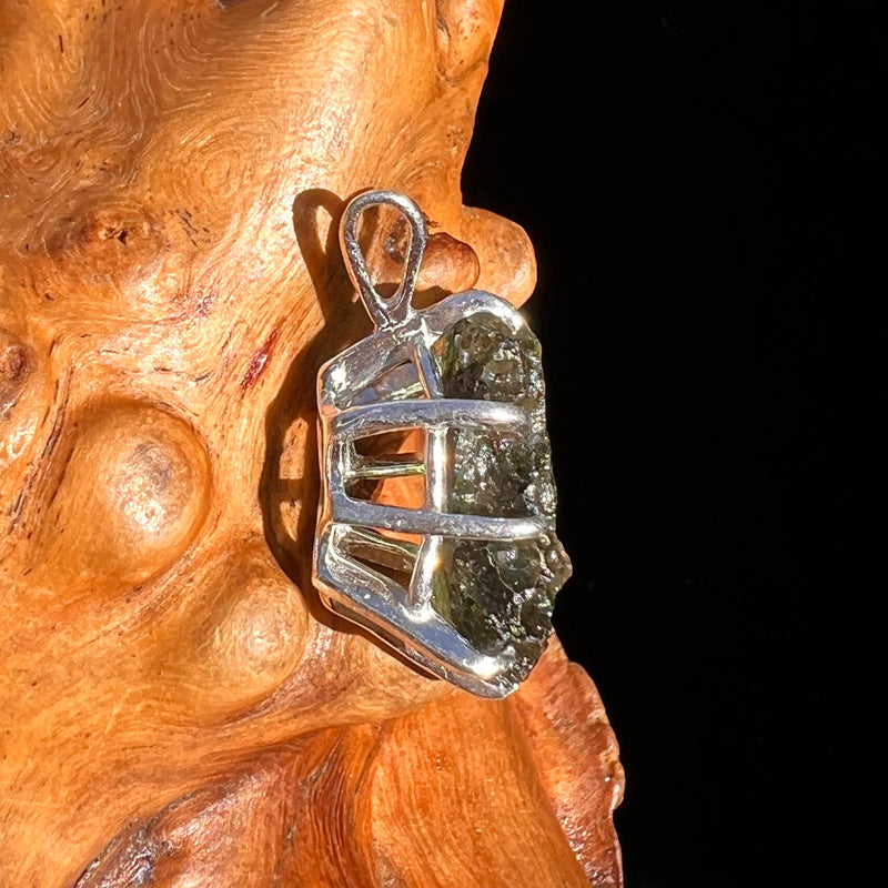 Raw Moldavite Pendant Sterling Silver #7489-Moldavite Life