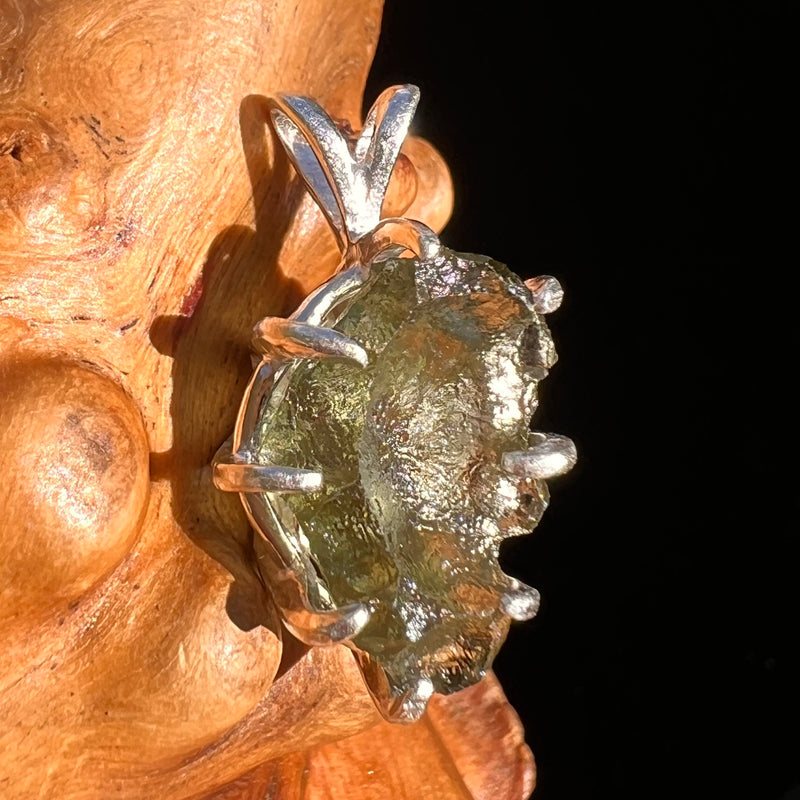 Raw Moldavite Pendant Sterling Silver #7490-Moldavite Life