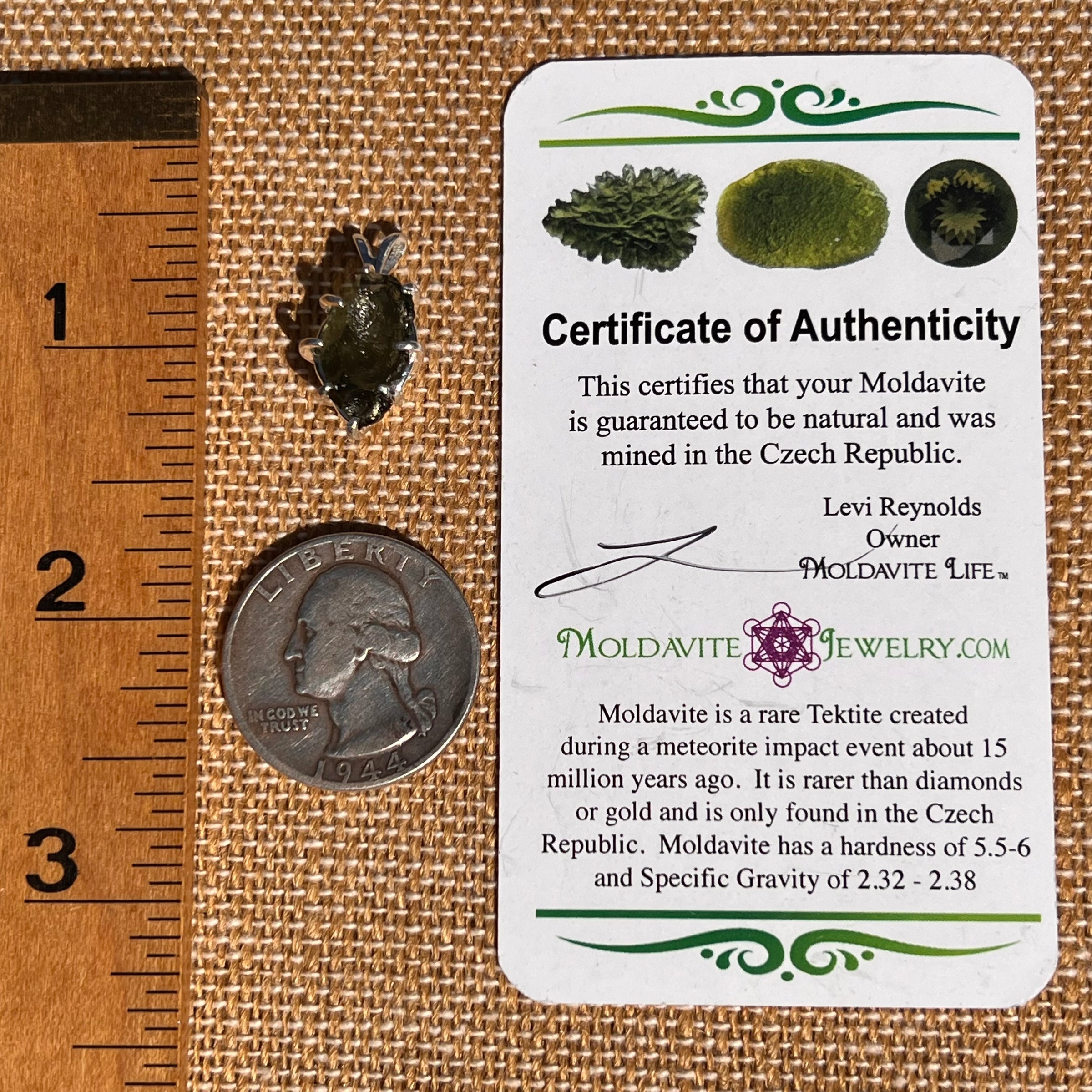 Raw Moldavite Pendant Sterling Silver #7490-Moldavite Life