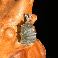 Raw Moldavite Pendant Sterling Silver #7492-Moldavite Life
