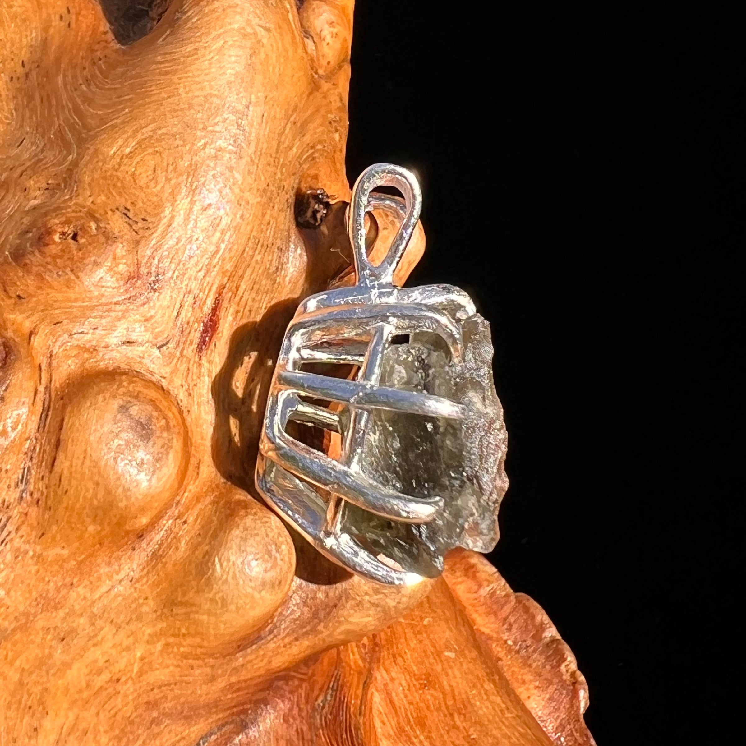 Raw Moldavite Pendant Sterling Silver #7493-Moldavite Life