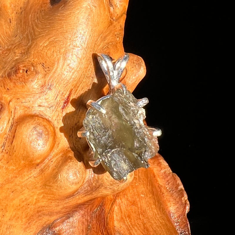 Raw Moldavite Pendant Sterling Silver #7493-Moldavite Life