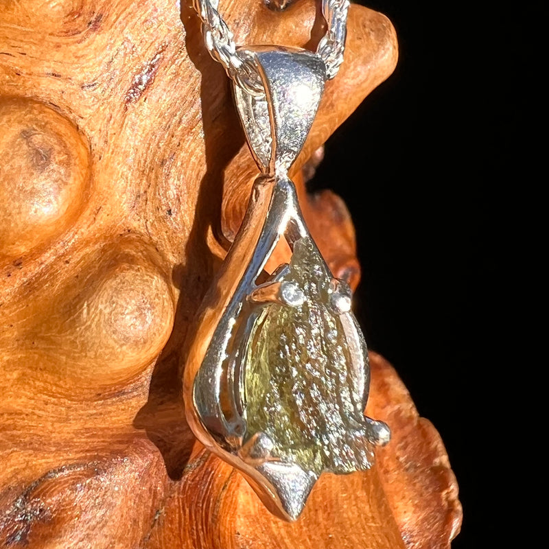 Raw Moldavite Pendant Sterling Silver #7495-Moldavite Life