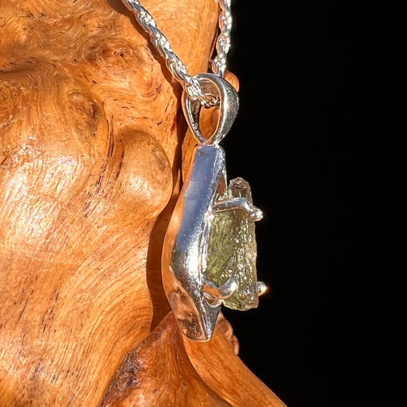 Raw Moldavite Pendant Sterling Silver #7495-Moldavite Life