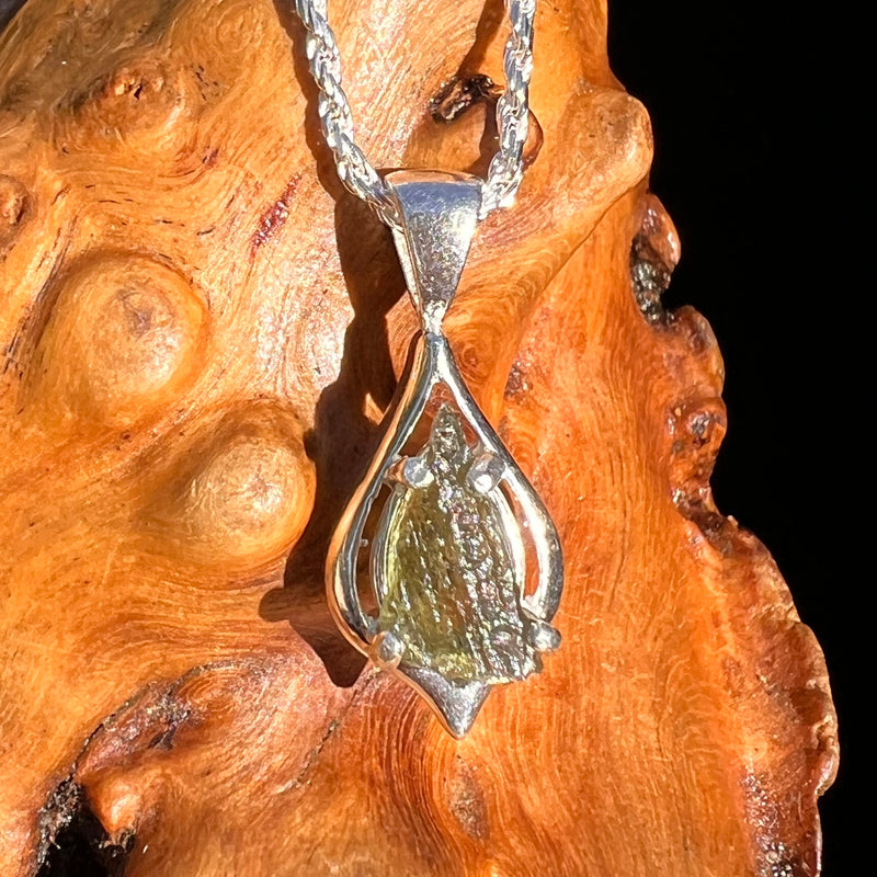Raw Moldavite Pendant Sterling Silver #7495-Moldavite Life