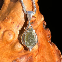 Raw Moldavite Pendant Sterling Silver #7496-Moldavite Life