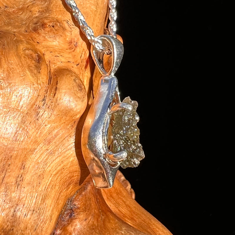 Raw Moldavite Pendant Sterling Silver #7497-Moldavite Life