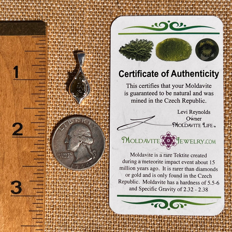 Raw Moldavite Pendant Sterling Silver #7497-Moldavite Life