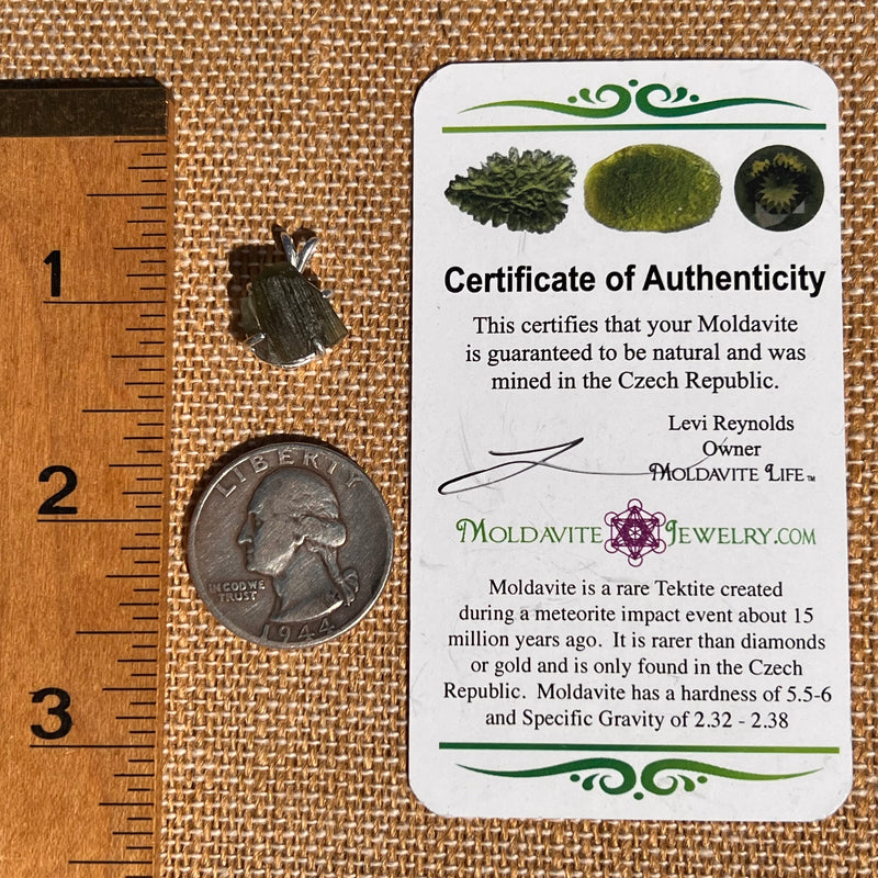 Raw Moldavite Pendant Sterling Silver #7498-Moldavite Life