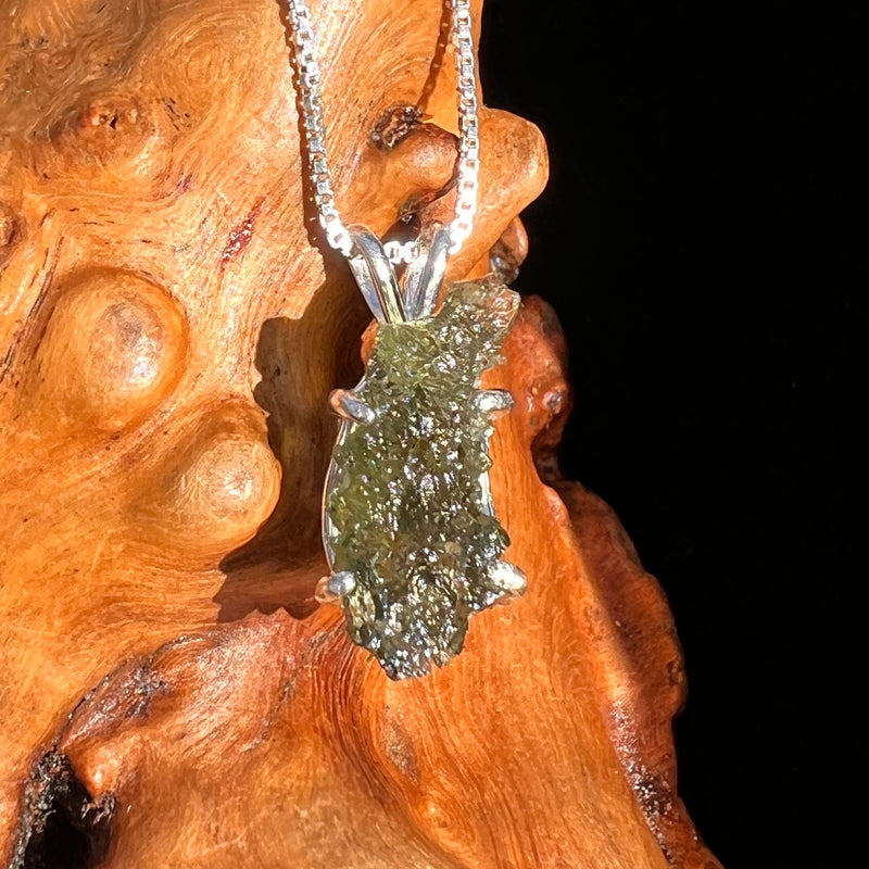 Raw Moldavite Pendant Sterling Silver #7499-Moldavite Life