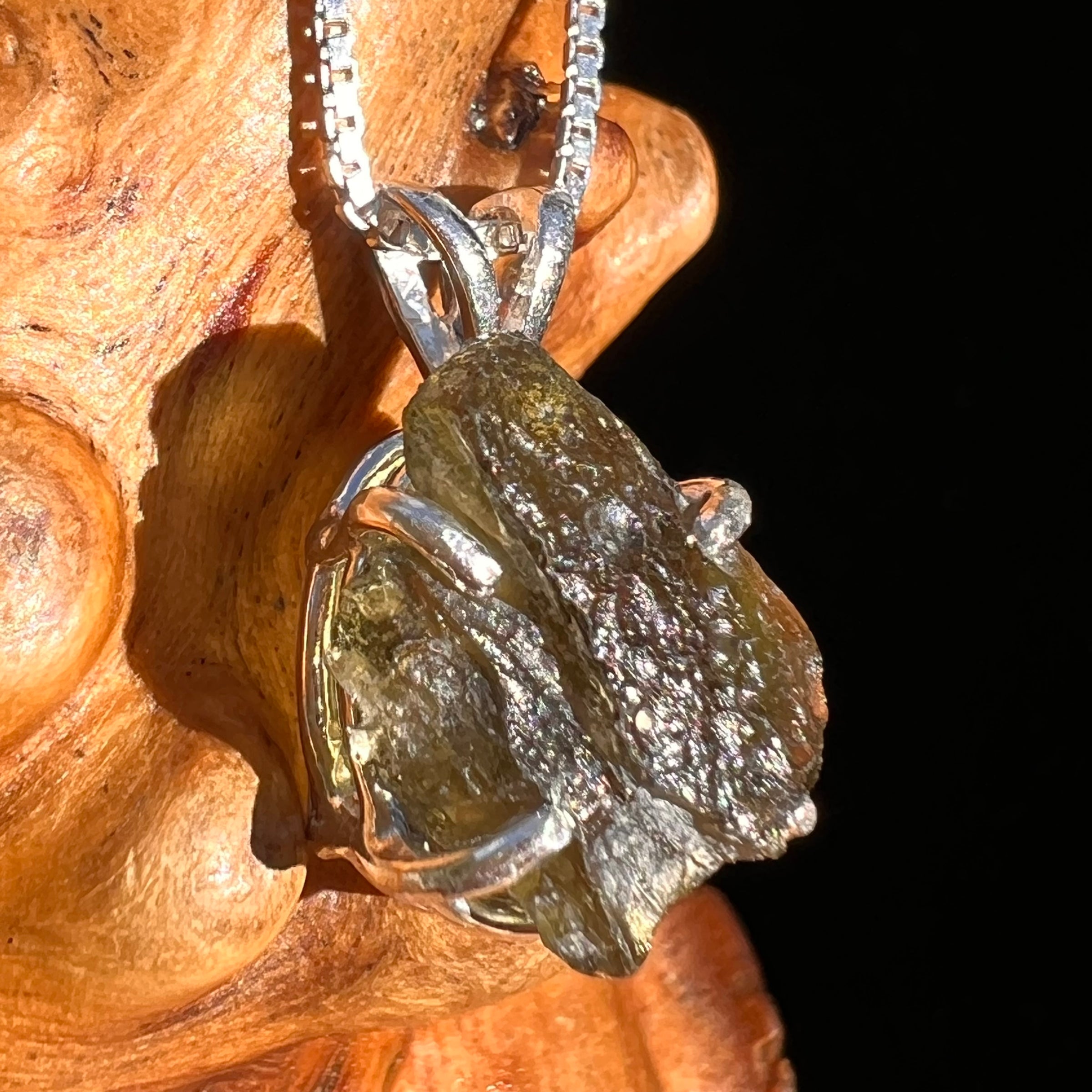 Raw Moldavite Pendant Sterling Silver #7500-Moldavite Life