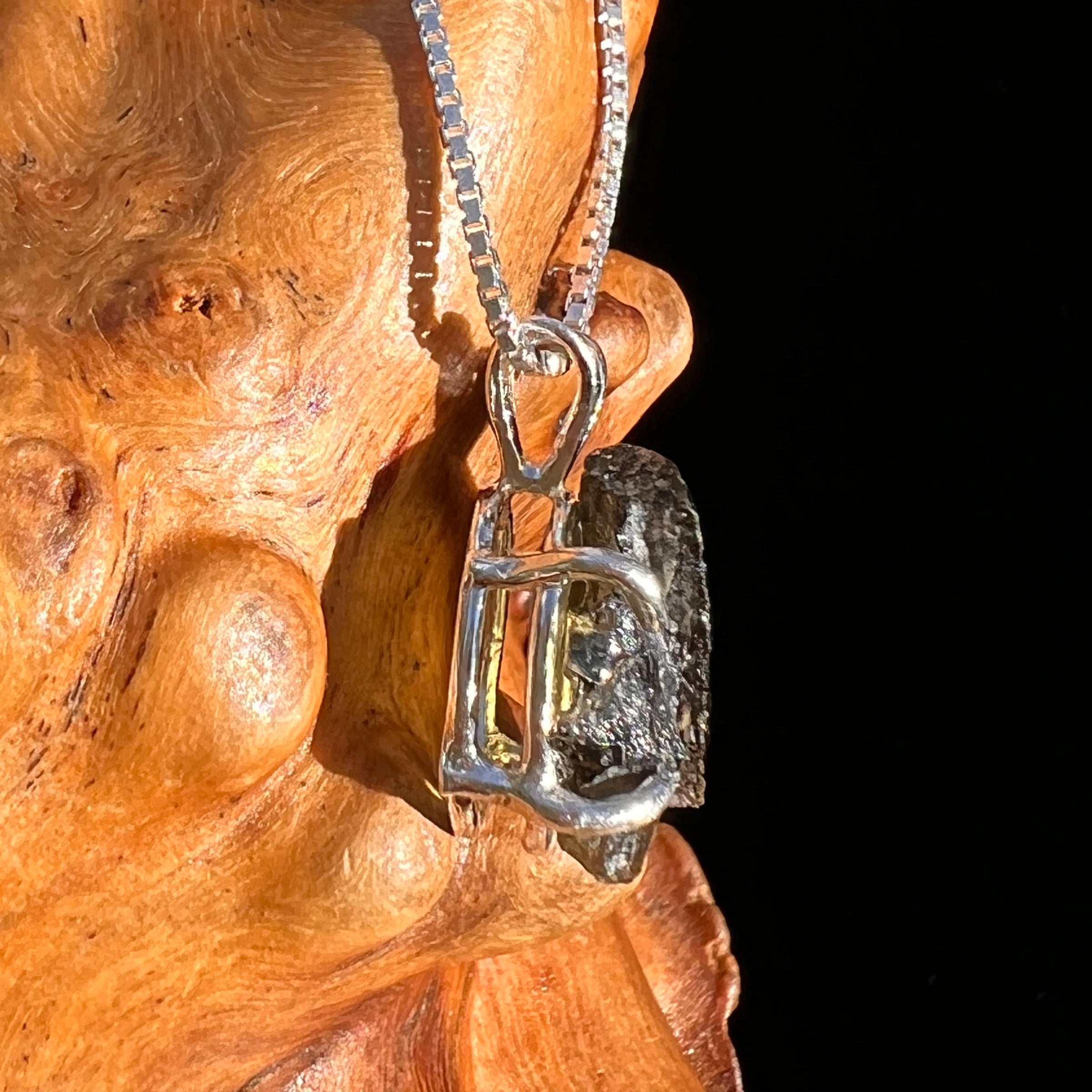 Raw Moldavite Pendant Sterling Silver #7500-Moldavite Life