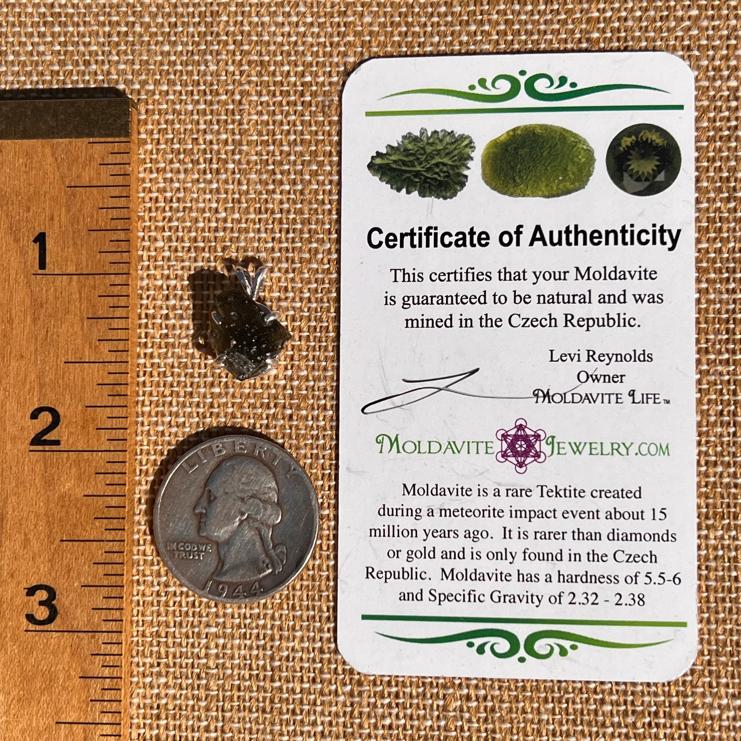 Raw Moldavite Pendant Sterling Silver #7500-Moldavite Life