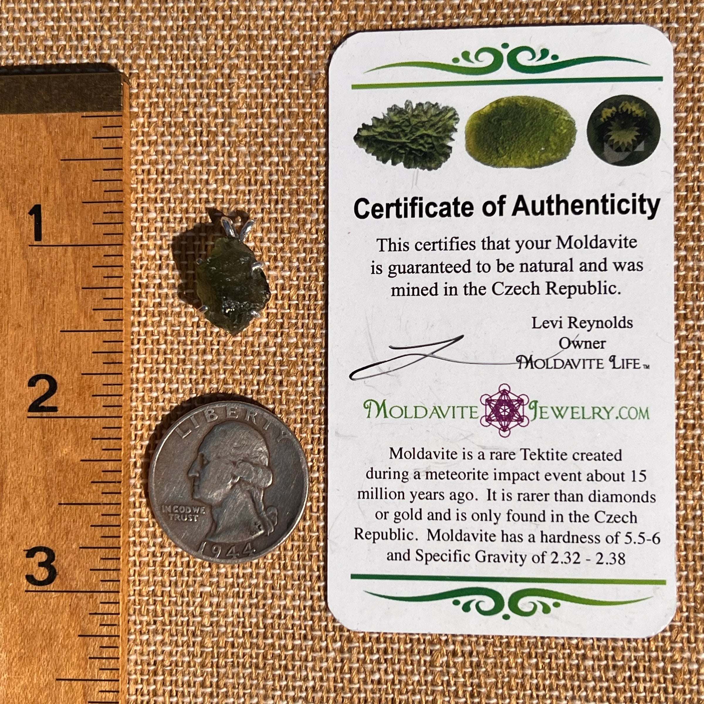 Raw Moldavite Pendant Sterling Silver #7501-Moldavite Life