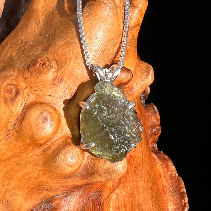 Raw Moldavite Pendant Sterling Silver #7501-Moldavite Life