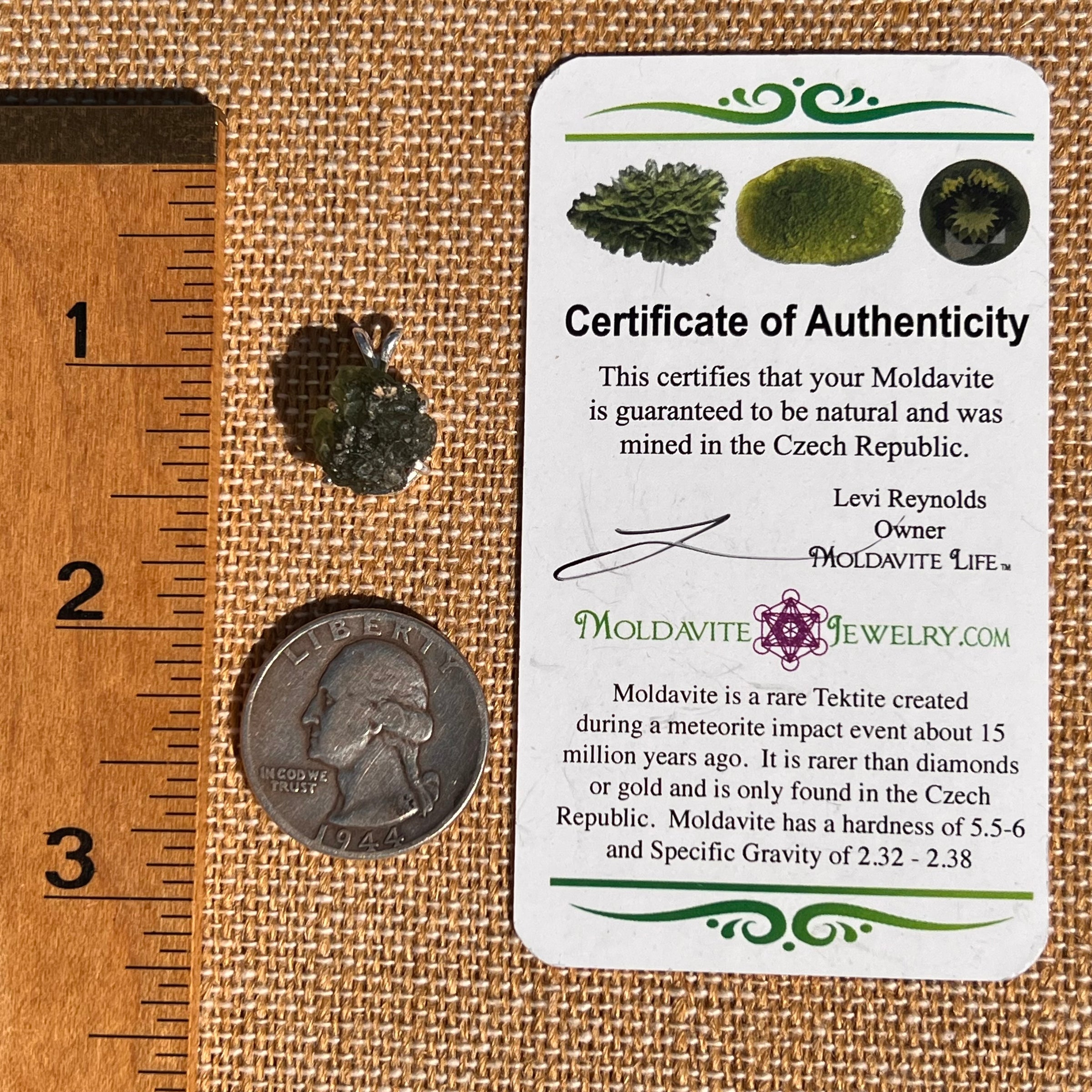 Raw Moldavite Pendant Sterling Silver #7502-Moldavite Life
