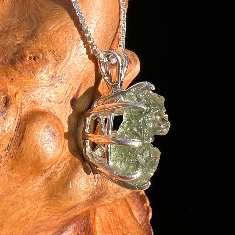 Raw Moldavite Pendant Sterling Silver #7503-Moldavite Life