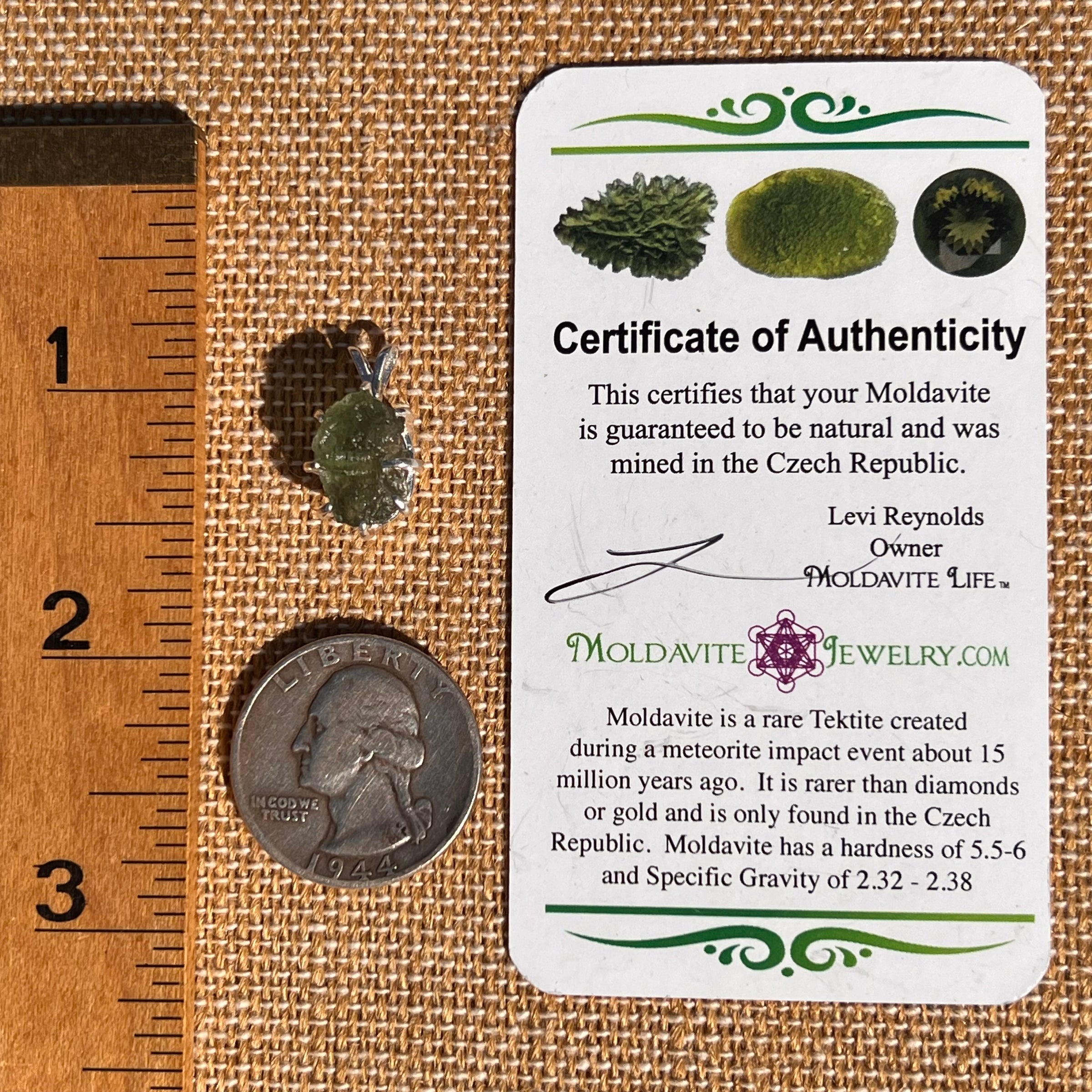 Raw Moldavite Pendant Sterling Silver #7503-Moldavite Life