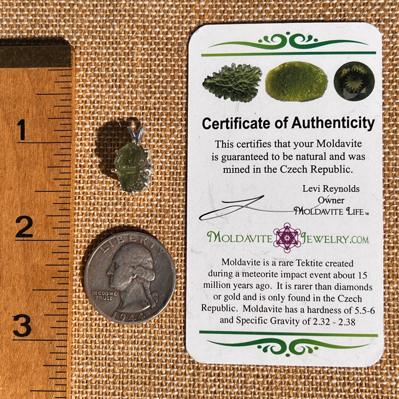 Raw Moldavite Pendant Sterling Silver #7503-Moldavite Life